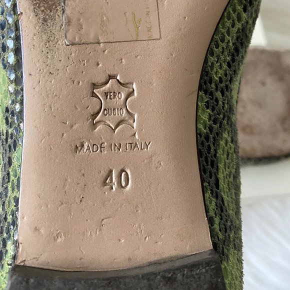 Rouge Italian made green python flats, 9 - Picture 6 of 7